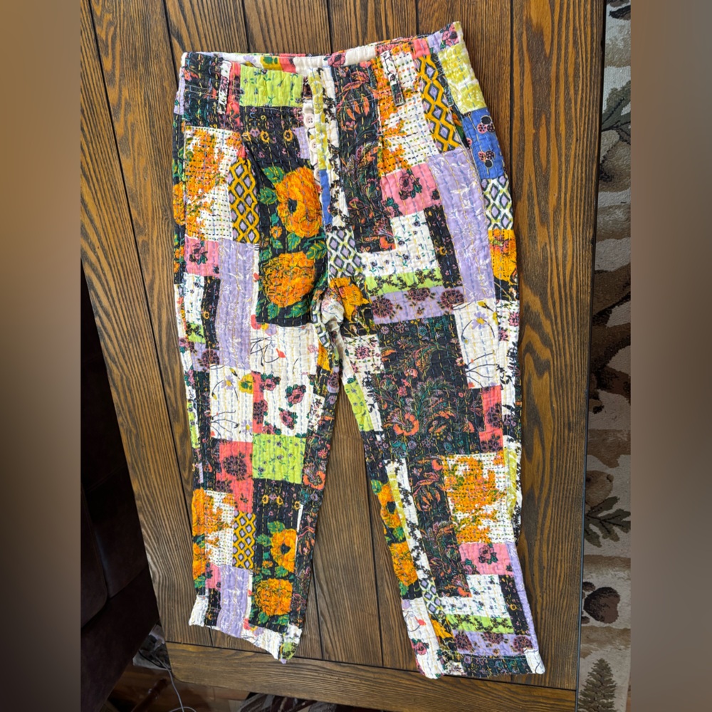 Free People patchwork cotton pants size 6